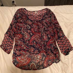 Red/Navy Paisley Blouse